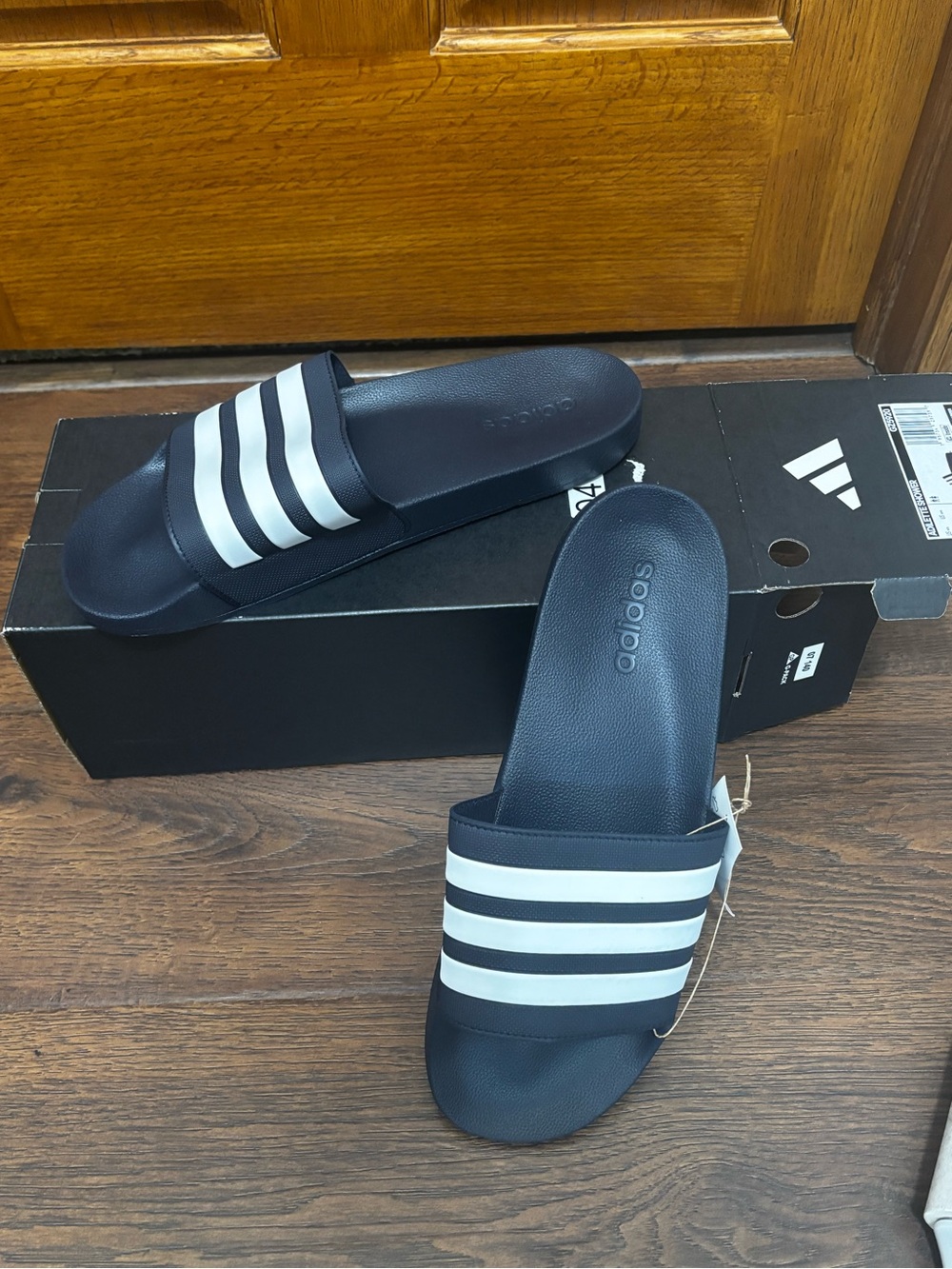 adidas Men's Adilette Shower Slides - Black/White - Size 15 - NWT